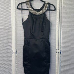 Milly of New York Tiffany Pearl Dress Size 2 Black Mini Formal Cocktail Sheath